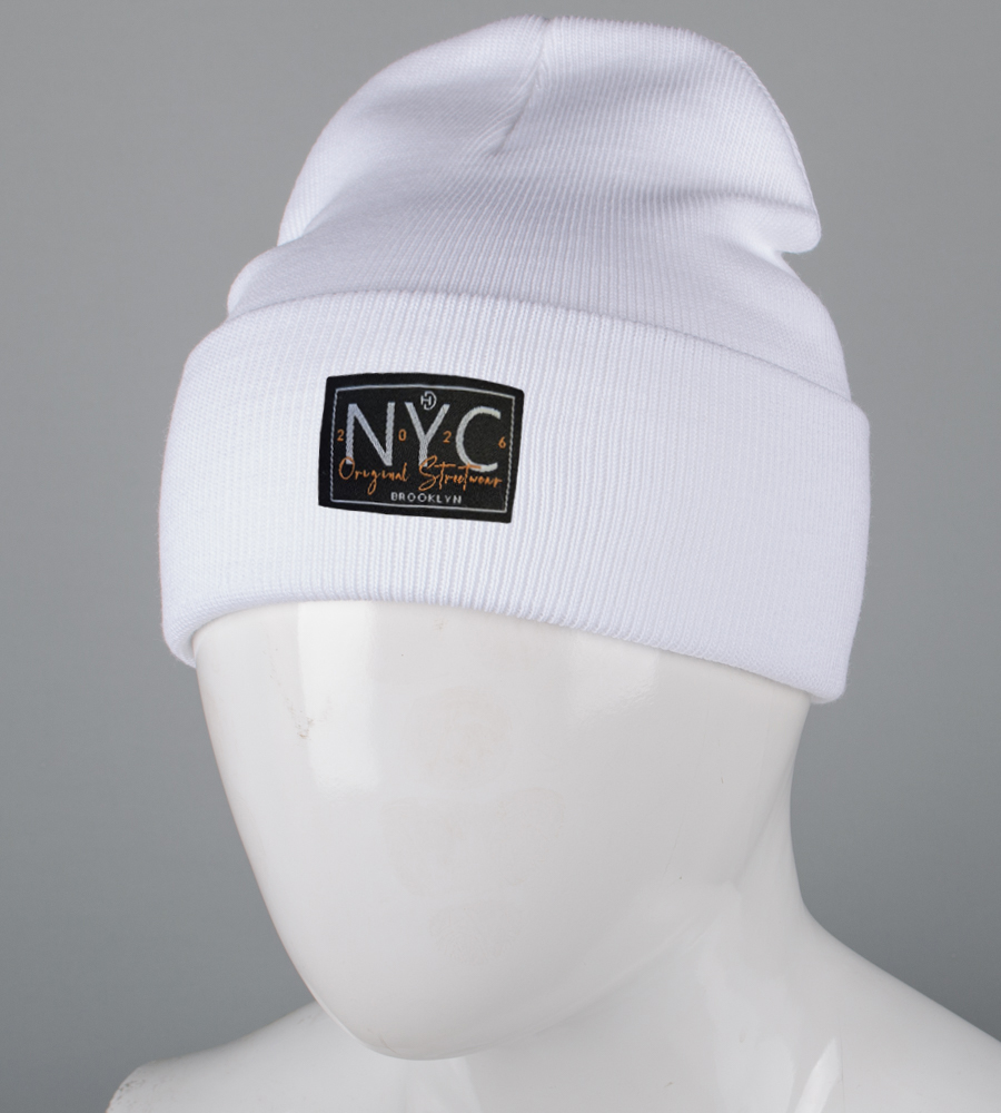 Шапка з відворотом на флісі NYC (25207) , Білий 1
