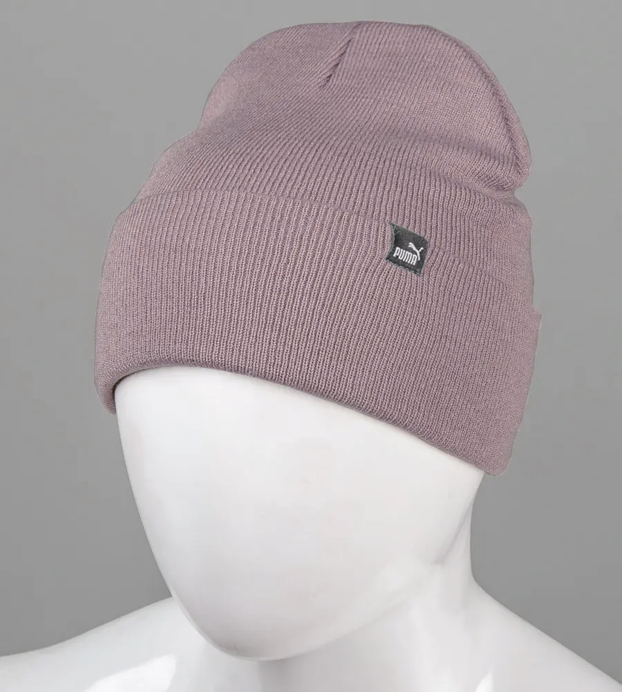 Шапка подвійна з відворотом з нашивкою , Какао 1