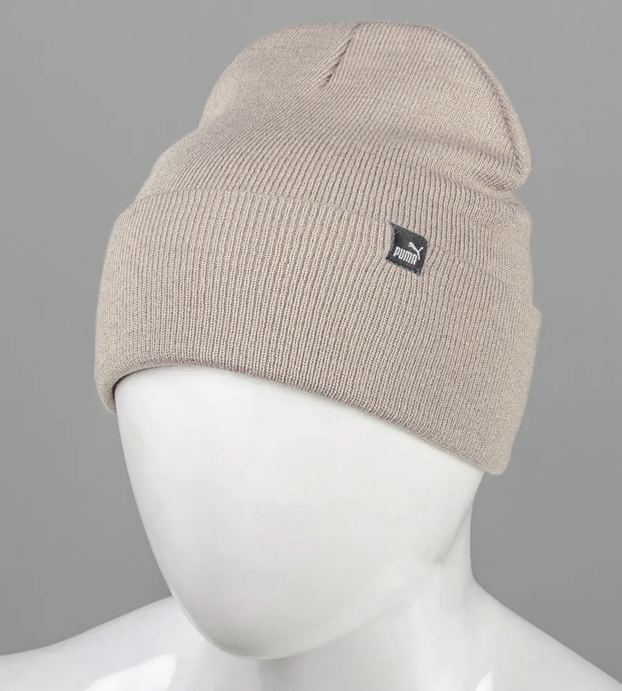 Шапка подвійна з відворотом з нашивкою , Пісочний 1