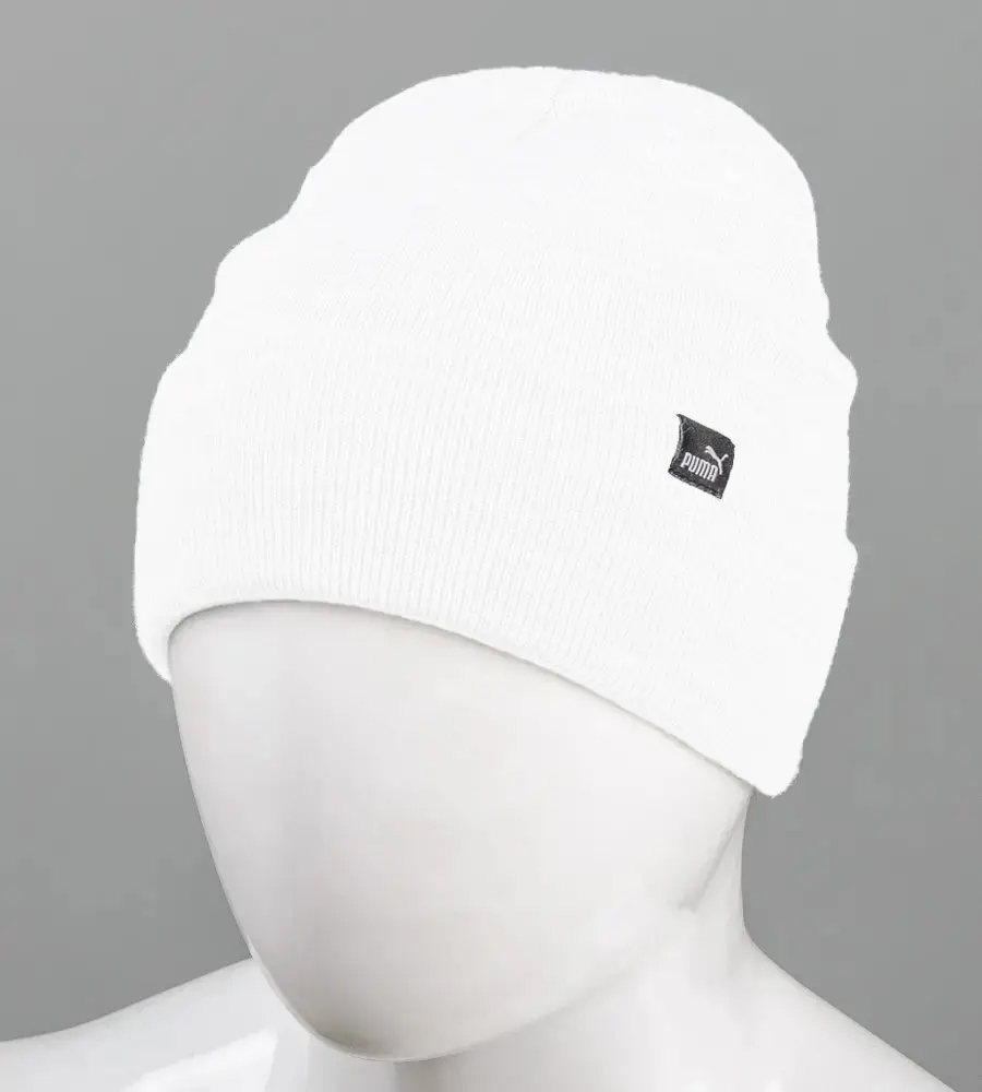 Шапка подвійна з відворотом з нашивкою , Білий 1