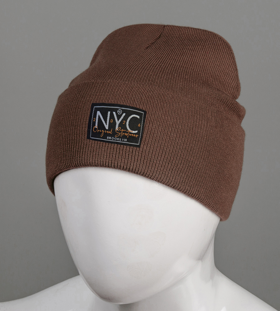 Шапка з відворотом на флісі NYC (25207) , Коричневий 1