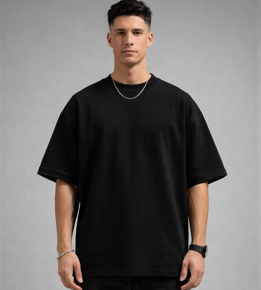 Футболка оверсайз Однотонна 3600м (Уп.4шт M-XXL), Чорний 1