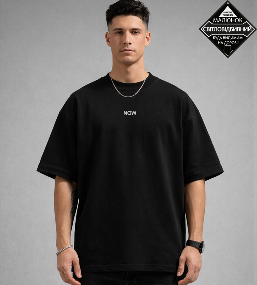 Футболка оверсайз If not now 3611м (XS,S,M,L), Чорний 4