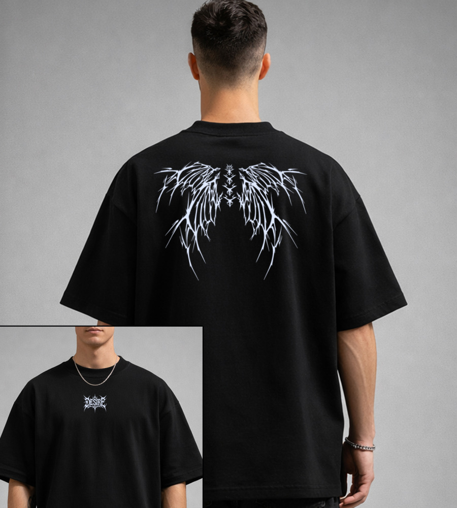 Футболка оверсайз Крила 3612м (XS,S,M,L), Чорний 1