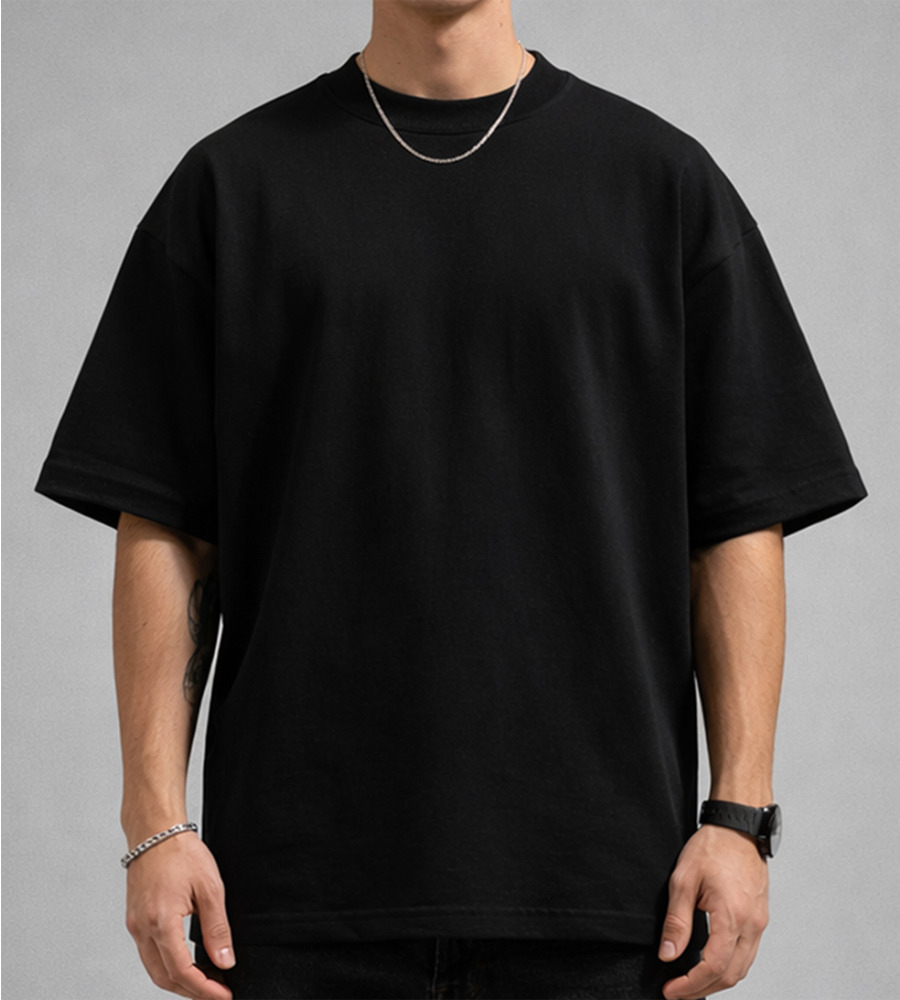 Футболка оверсайз Стрейч Однотонна 4600м (Уп.4шт M-XXL), Чорний 1