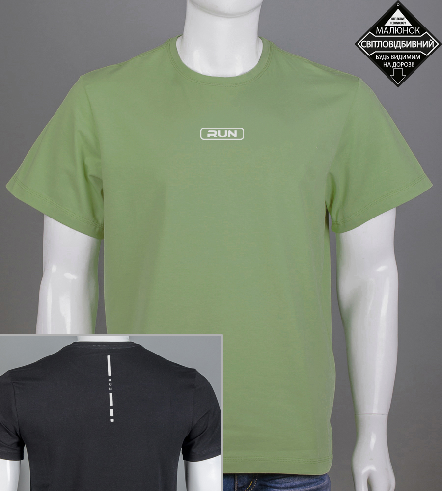 Футболка батал RUN Reflective 2414б (Уп.4шт 3XL,4XL), Оливковий 1