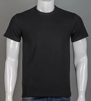 Футболка чоловіча Однотонна Чорний 2300м,  (1шт), M