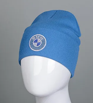 Шапка Рубчик з відворотом Вишивка BMW (20216), Джинс