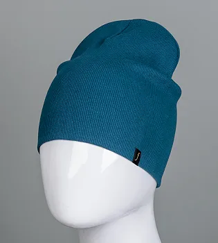 Шапка трикотажна Рубчик без відвороту (20217), Петроль