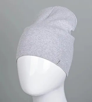 Шапка трикотажна Рубчик без відвороту (20217), Сірий меланж