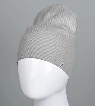 Шапка трикотажна Рубчик без відвороту (20217), Світло-сірий