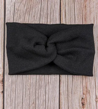 Трикотажна пов'язка "Чалма" Рубчик, Чорний