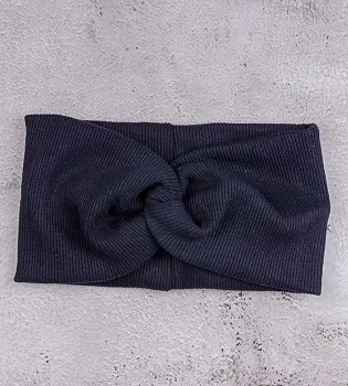 Трикотажна пов'язка "Чалма" Рубчик, Темно-синій