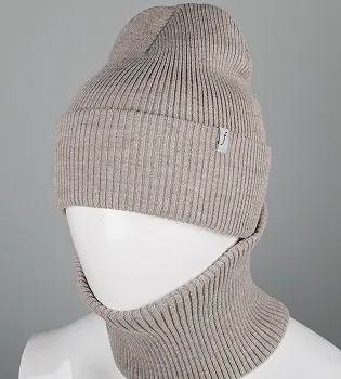 Комплект "Подвійна резинка з відворотом без підкладки + Баф" (С2218), Капучино