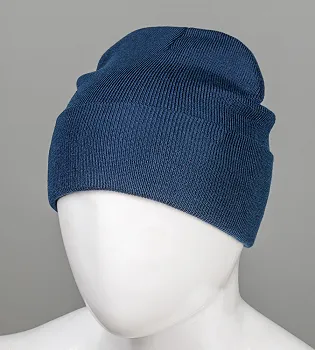 Базова шапка з відворотом на флісі (23206), Темно-синій