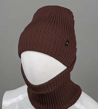 Шапка із флісовою підкладкою + Подвійний Баф (С2108), Шоколад
