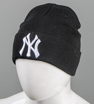 Шапка молодіжна з вишивкою NY (m33), Чорний