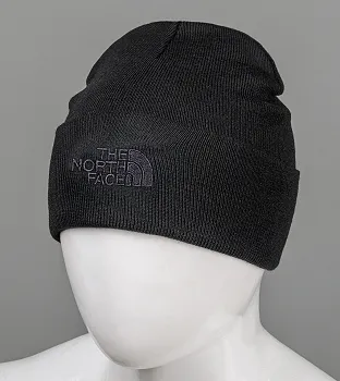 Шапка молодіжна з вишивкою TheNorthFace (m33), Чорний з чорним