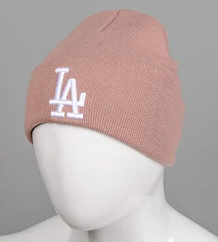 Шапка молодіжна з вишивкою LA (m33), Темна пудра