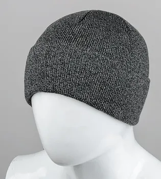 Шапка чоловіча з відворотом повний фліс (Ded22), Антрацит