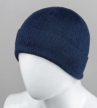 Шапка чоловіча з відворотом повний фліс (Ded22), Темно-синій