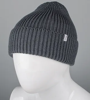 Безшовна шапка на флісі з відворотом (С2324), Графіт