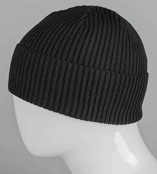 В'язана шапка без підкладки, з відворотом (231031), Чорний