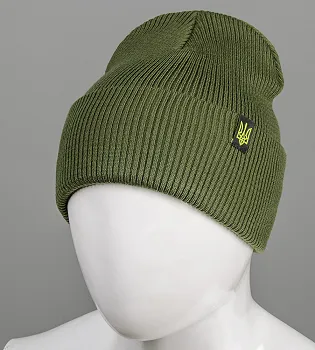 Подвійна Резинка з відворотом без підкладки Тризуб (С2107), Хакі