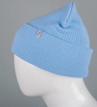 Подвійна шапка з відворотом "Рубчик" (23202), Блакитний