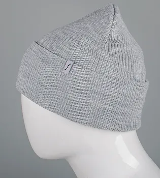 Подвійна шапка з відворотом "Рубчик" (23202), Світло-сірий