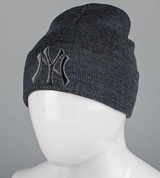 Шапка молодіжна з вишивкою NY (m33), Антрацит