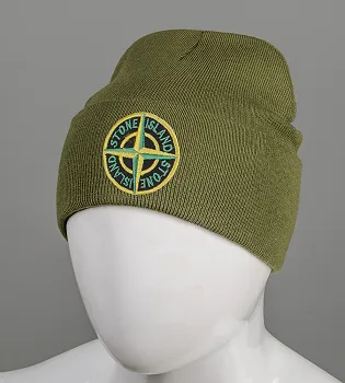Шапка молодіжна з вишивкою Stone Island (m33), Хакі