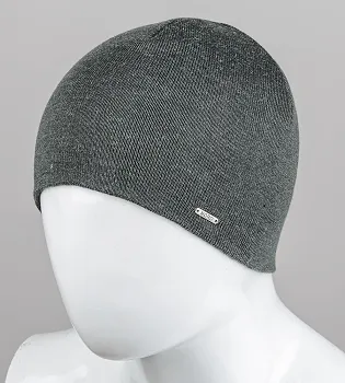 Чоловіча в'язана шапка без підкладки, шерсть (201209), Антрацит