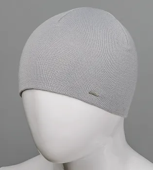 Чоловіча в'язана шапка без підкладки, шерсть (201209), Світло-сірий