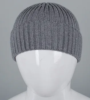 В'язана збавочна шапка "Віскоза" з відворотом (250760), Світло-сірий