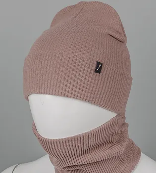 Трикотажний комплект Ангорка Шапка + Баф FERO (24251к) , Какао