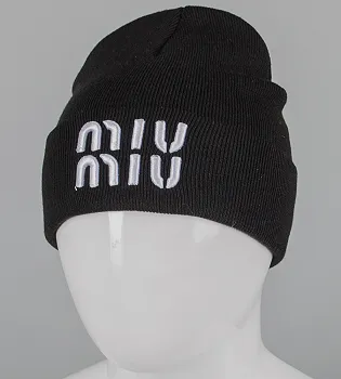 Шапка молодіжна з вишивкою Miu Miu (m33), Чорний