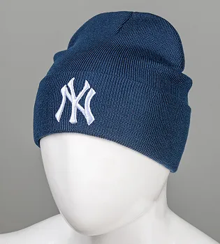 Шапка молодіжна з вишивкою NY (m33), Темно-синій