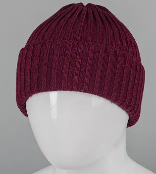 Об'ємна шапка з відворотом "Резинка" (250756), Марсала