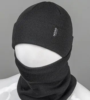 Комплект чоловічий "Шапка із відворотом + Баф" (22230), Чорний