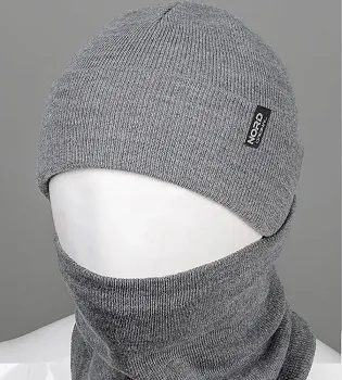 Комплект чоловічий "Шапка із відворотом + Баф" (22230), Сірий