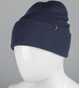 Подвійна шапка з відворотом "Рубчик" (23202), Сіро-синій