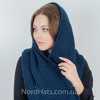 Снуд в'язаний,"Ажур", Синій