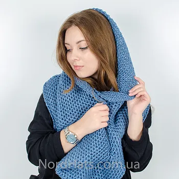 Снуд в'язаний,"Ажур", Джинс світлий