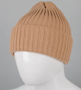 Об'ємна шапка з відворотом "Резинка" (250756), Пісочний