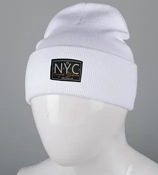 Шапка з відворотом на флісі NYC (25207) , Білий