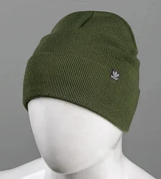 Шапка подвійна з відворотом з нашивкою  , Хакі