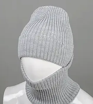 Шапка із флісовою підкладкою + Подвійний Баф (С2108), Світло-сірий