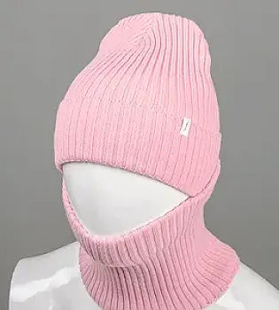 Шапка із флісовою підкладкою + Подвійний Баф (С2108), Рожевий
