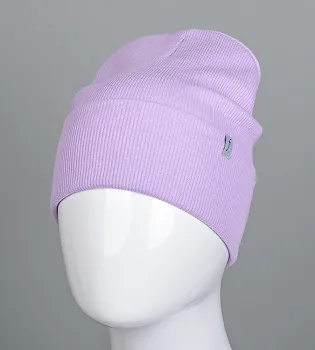 Шапка трикотажна Рубчик з відворотом FERO (20216), Бузковий
